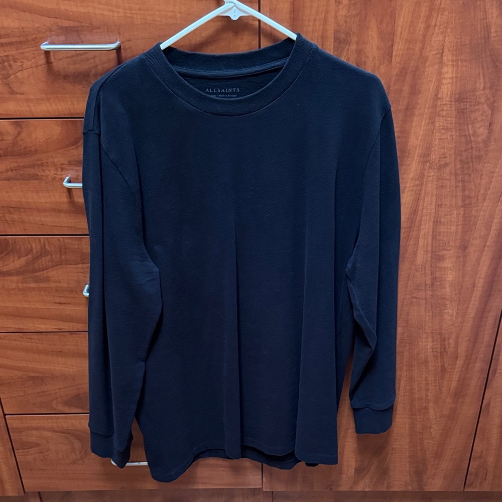 All Saints Men's black Long Sleeve Tee